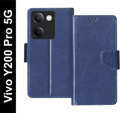 SBMS Flip Cover for Vivo Y200 Pro 5G with Magnatic Closure | Inbuilt Stand | Card & Money Pocket(Blue, Shock Proof, Pack of: 1)