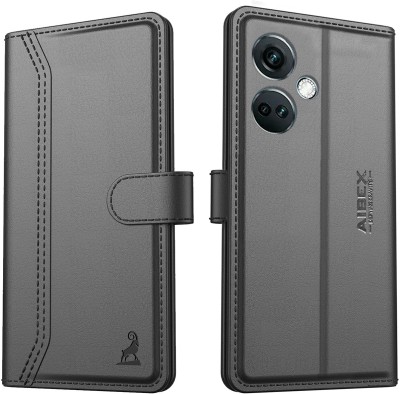 AIBEX Flip Cover for OnePlus Nord CE 3 5G|Vegan PU Leather |Foldable Stand & Pocket(Black, Cases with Holder, Pack of: 1)