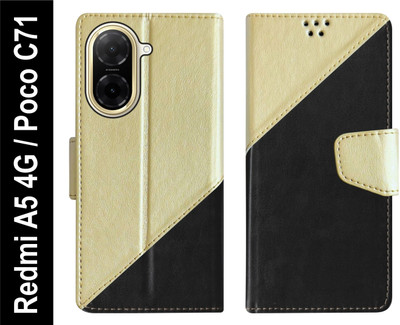 SBMS Flip Cover for Redmi A5 4G, Poco C71 Back Cover Case with Magnatic Closure(Black, Shock Proof, Pack of: 1)