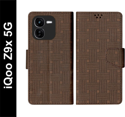 SBMS Flip Cover for iQoo Z9x 5G Back Cover Case with Magnatic Closure | Inbuilt Stand | Card & Money Pocket(Brown, Shock Proof, Pack of: 1)