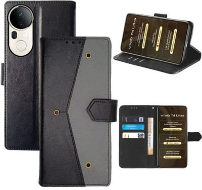 Aaghosh Flip Cover for Vivo T4 Ultra 5G(Black, Shock Proof, Pack of: 1)