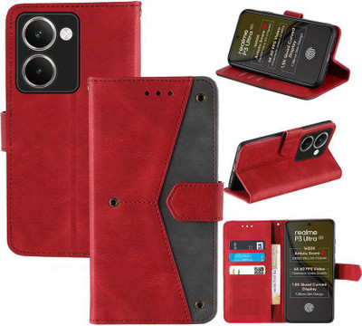 Aaghosh Flip Cover for Realme P3 Ultra 5G(Red, Shock Proof, Pack of: 1)