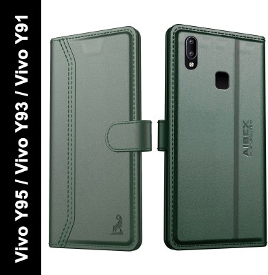 AIBEX Flip Cover for Vivo Y95 / Vivo Y93 / Vivo Y91|Vegan PU Leather |Foldable Stand & Pocket(Green, Cases with Holder, Pack of: 1)