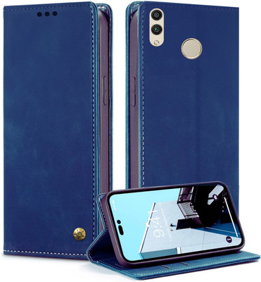 XSHIELD Flip Cover for Huawei Honor 8C 【RFID Blocking】【4 Credit Card Holder】(Blue, Dual Protection, Pack of: 1)
