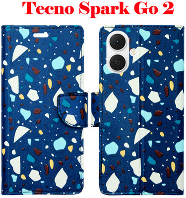 Realgo Flip Cover for Tecno Spark Go 2(Blue, Pack of: 1)
