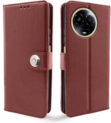 Pikkme Flip Cover for Realme 11, 11X 5G, Narzo 60X 5G(Brown, Cases with Holder, Pack of: 1)