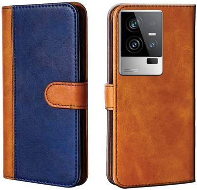 Flospy Flip Cover for iQOO 11 5G(Blue, Brown, Dual Protection, Pack of: 1)