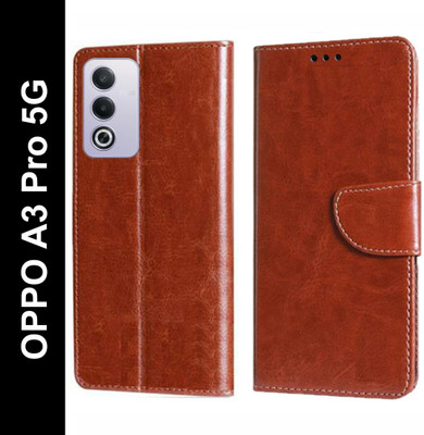 Wynhard Flip Cover for OPPO A3 Pro 5G(Brown, Grip Case, Pack of: 1)