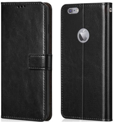 AKSP Flip Cover for Apple iphone 6 Plus Leather Finish(Black, Magnetic Case, Pack of: 1)