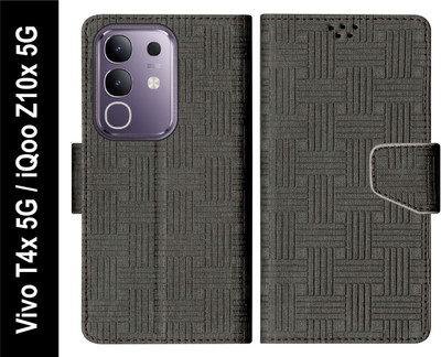 SBMS Flip Cover for Vivo T4x 5G / iQOO Z10x 5G Back Cover Case with Magnatic Closure(Black, Shock Proof, Pack of: 1)