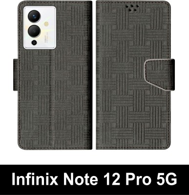 Telecase Flip Cover for Infinix Note 12 Pro 5G(Black, Shock Proof, Pack of: 1)