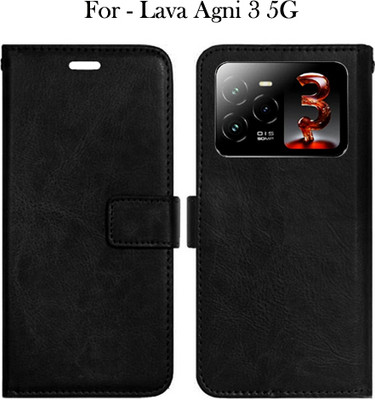 Toklot Flip Cover for Lava Agni 3 5G(Black, Pack of: 1)