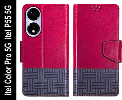 Telecase Flip Cover for itel Color Pro 5G / itel P55 5G Back Cover Case with Magnatic Closure(Red, Shock Proof, Pack of: 1)