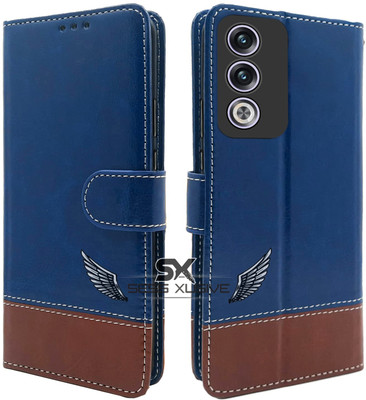 SESS XUSIVE Flip Cover for Oppo A3 Pro 5G -Dual-Color Leather Finish Wallet - Blue & Brown(Brown, Dual Protection)