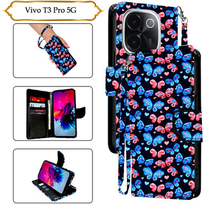 SALGO Flip Cover for Vivo T3 Pro 5G(Black, Pack of: 1)