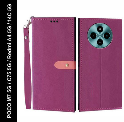 Wynhard Flip Cover for POCO M7 5G, POCO C75 5G, Redmi A4 5G, Redmi 14C 5G(Pink, Grip Case, Pack of: 1)