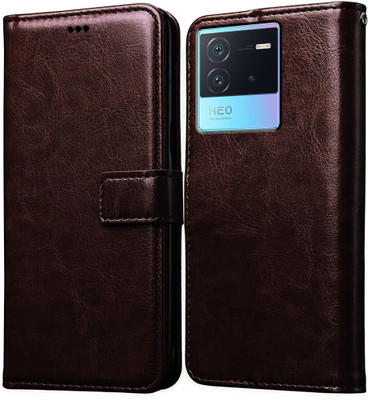 Casotec Flip Cover for iQOO Neo 6 5G(Brown, Pack of: 1)