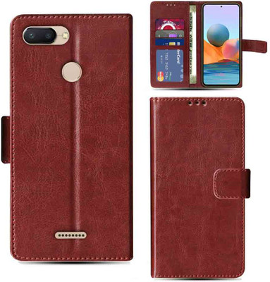 Kalua Mall Flip Cover for Redmi 6 phone flip cover | Redmi M1804C3DG phone flip cover | Brown(Brown, Magnetic Case, Pack of: 1)