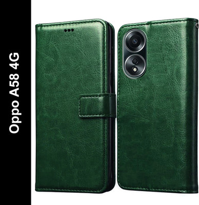 Casotec Flip Cover for Oppo A58 4G(Green, Pack of: 1)