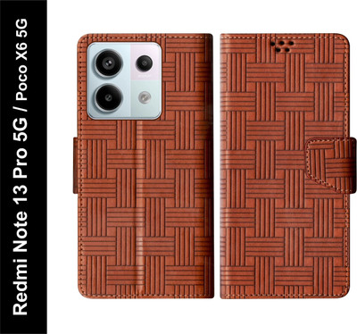 SBMS Flip Cover for REDMI Note 13 Pro 5G / Poco X6 5G(Brown, Shock Proof, Pack of: 1)