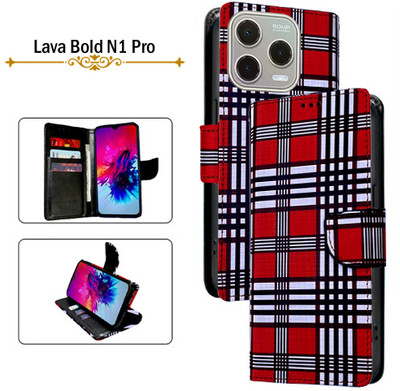 Hpa Flip Cover for Lava Bold N1 Pro(Red, Pack of: 1)