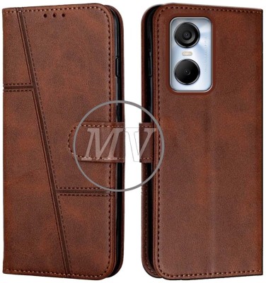 MV Premium Flip Cover Flip Cover for Tecno Pop 6 Pro(Brown, Cases with Holder, Pack of: 1)