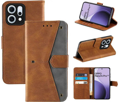 Aaghosh Flip Cover for OPPO Reno14 Pro 5G(Brown, Shock Proof, Pack of: 1)