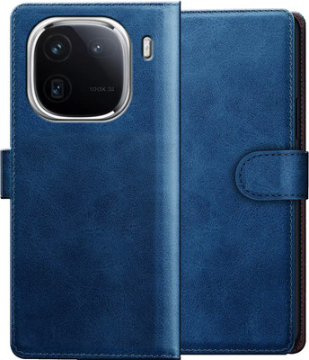 Xester Flip Cover for IQOO 12 5G |Vegan PU Leather |Foldable Stand & Pocket |Magnetic Closure(Blue, Dual Protection, Pack of: 1)