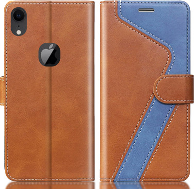 CYOR Flip Cover for Apple iPhone XR(Brown, Blue, Dual Protection, Pack of: 1)