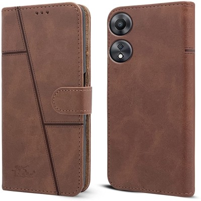YoZoo Flip Cover for Oppo A18 4G / Oppo A38 4G|Vegan PU Leather |Foldable Stand & Pocket(Brown, Dual Protection, Pack of: 1)