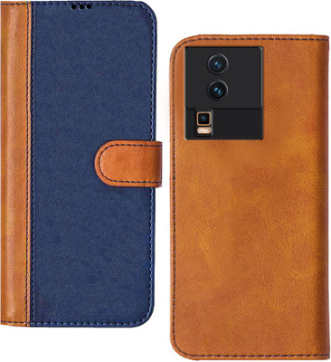 Knotyy Flip Cover for IQOO Neo 7 Pro 5G(Blue, Brown, Dual Protection, Pack of: 1)