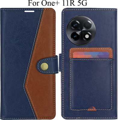 MYSHANZ Flip Cover for OnePlus 11R 5G(Blue, Brown, Magnetic Case)