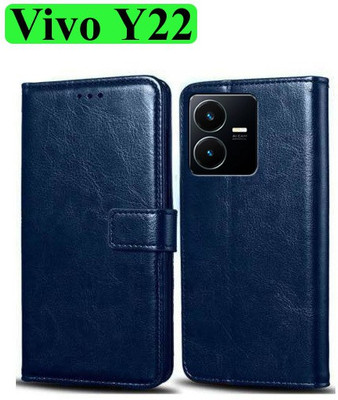 Wynhard Flip Cover for Vivo Y22(Blue, Grip Case, Pack of: 1)
