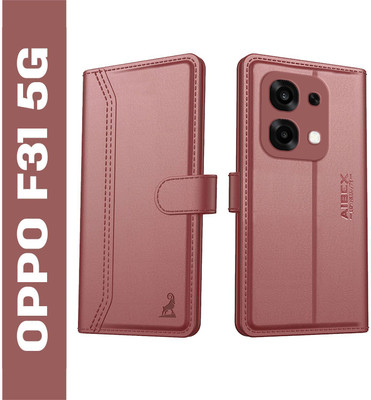 AIBEX Flip Cover for Oppo F31 5G| Premium Leather Finish | Magnetic Closure | Kickstand Feature | Shockproof(Brown, Magnetic Case, Pack of: 1)