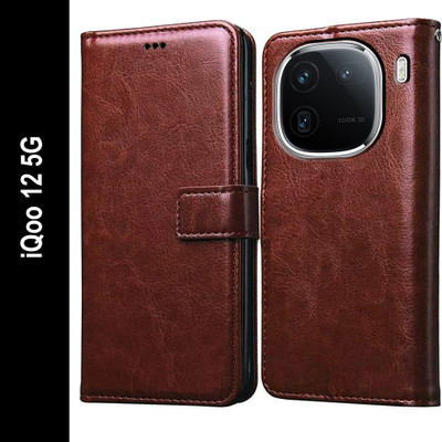 Flipkart SmartBuy Flip Cover for iQOO 12 5G(Brown, Pack of: 1)