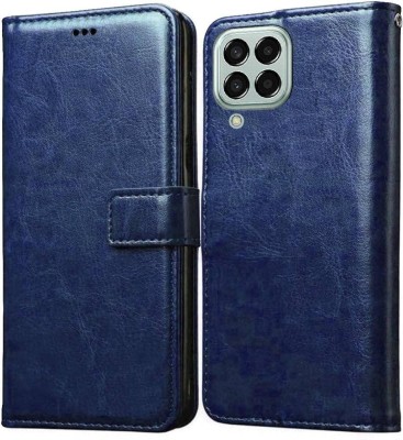 SUCH Flip Cover for SAMSUNG M33 5G leather flip (Blue, Shock Proof, Pack of: 1)(Blue, Cases with Holder)