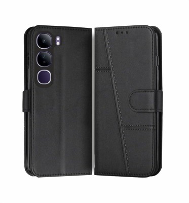 FoneShield Flip Cover for Vivo Y29 5G|Premium Leather Material |Built-in Stand | Card Slots(Black, Card Holder, Pack of: 1)