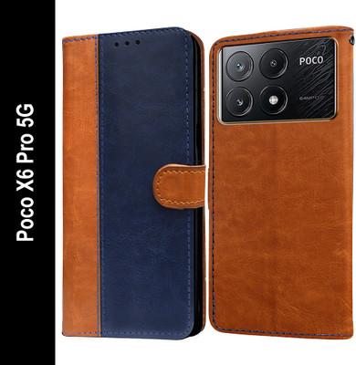 Casotec Flip Cover for Poco X6 Pro 5G, Mi Redmi K70E 5G(Blue, Pack of: 1)