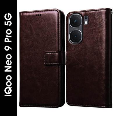 Casotec Flip Cover for iQoo Neo 9 Pro 5G(Brown, Pack of: 1)