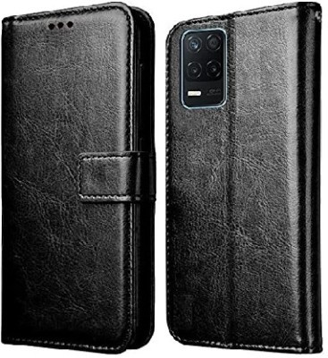 AKSP Flip Cover for Leather Finish Inside TPU Realme 8 4G(Black, Magnetic Case, Pack of: 1)