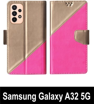 Telecase Flip Cover for Samsung Galaxy A32 5G Multicolor(Pink, Shock Proof, Pack of: 1)