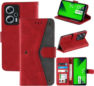 Autofocus Flip Cover for Mi Redmi K50i 5G(Red, Camera Bump Protector, Pack of: 1)