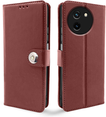 Pikkme Flip Cover for Vivo T3x 5G, Vivo Y200i 5G(Brown, Cases with Holder, Pack of: 1)