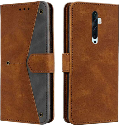 Takshiv Deal Flip Cover for OPPO Reno 2Z|Premium Dual-Color Leather Finish(Brown, Dual Protection, Pack of: 1)