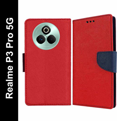 Mehsoos Flip Cover for Realme P3 Pro 5G(Red, Dual Protection, Pack of: 1)