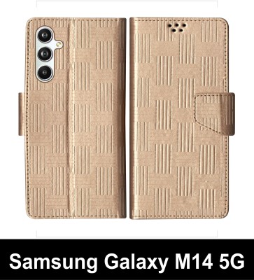 SBMS Flip Cover for Samsung Galaxy M14 5G(Gold, Shock Proof, Pack of: 1)