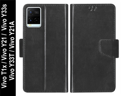 SBMS Flip Cover for Vivo T1x 4G / Vivo Y21 / Vivo Y33s / Vivo Y33T / Vivo Y21A Back Cover Case(Black, Shock Proof, Pack of: 1)