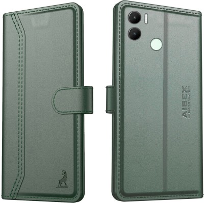 AIBEX Flip Cover for Xiaomi Redmi A2 Plus / Poco C51 / Poco C50 / Xiaomi Redmi A1 Plus|Vegan PU Leather | Stand(Green, Cases with Holder, Pack of: 1)