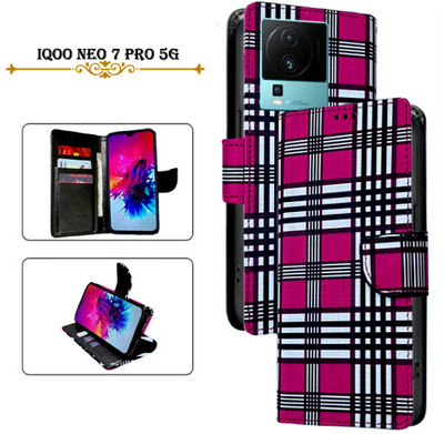 Asmart Flip Cover for iQoo Neo 7 Pro 5G(Pink, Pack of: 1)