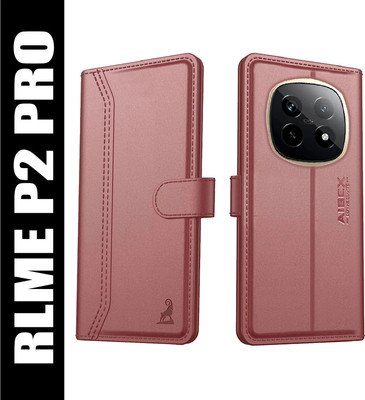 AIBEX Flip Cover for Realme P2 Pro 5G|Premium Leather Finish | Magnetic Closure | Kickstand Feature(Brown, Magnetic Case, Pack of: 1)